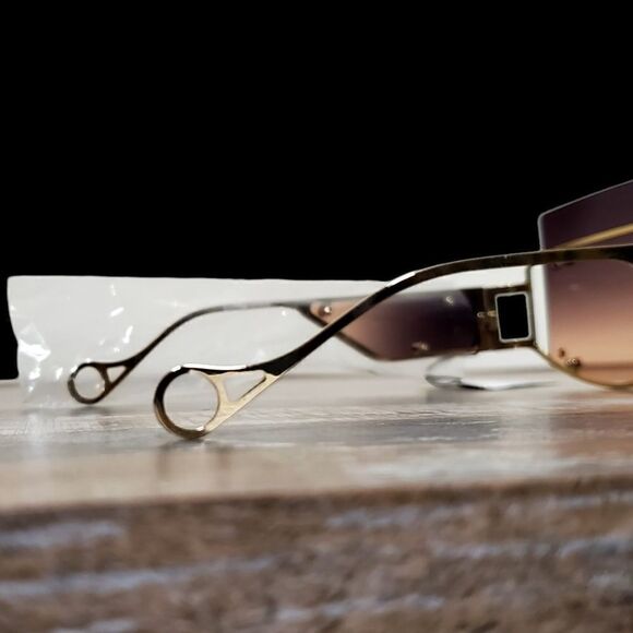 Womens Oversized Large Hexagonal Gold-Toned Brown Tinted Sunglasses main image 12